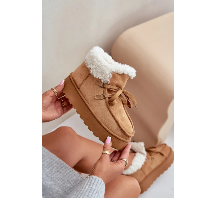 Dámské Sněhule Na Platformě S Kožíškem  Camel model 21678767 - Boto