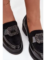 Lakované dámské mokasyny s ozdobnou sponou S.Barski HY52-546 Černé