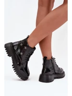 Kožené zateplené dámské boty s ozdobami Artiker 57C0345 Černé