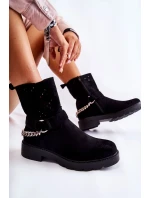 Prolamované Botičky Se Zipem S řetízkem Černá Chantelle Prolamované Botičky Se Zipem S řetízkem Černá Chantelle