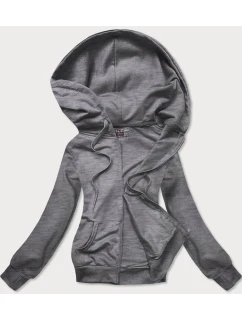 Tmavě šedá tenká rozepínací dámská mikina s kapucí (W08-5)