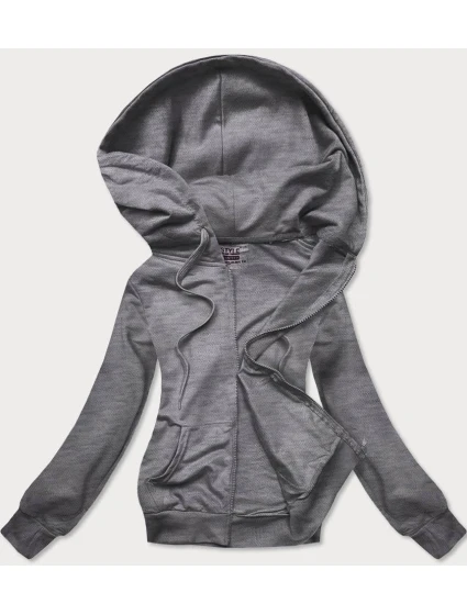 Tmavě šedá tenká rozepínací dámská mikina s kapucí (W08-5)