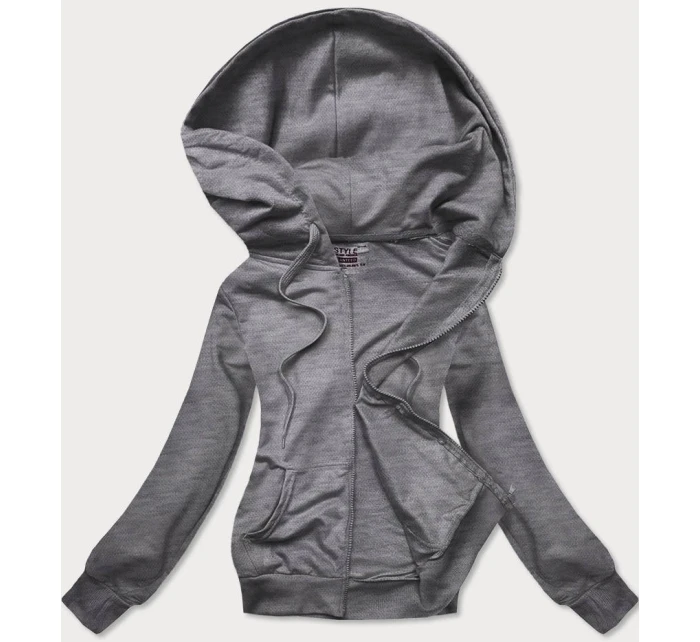 Tmavě šedá tenká rozepínací dámská mikina s kapucí (W08-5)