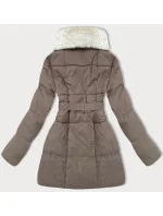 Béžová dámská bunda kožešinou se stojáčkem model 21247726 - J.STYLE Béžová dámská bunda kožešinou se stojáčkem model 21247726 - J.STYLE