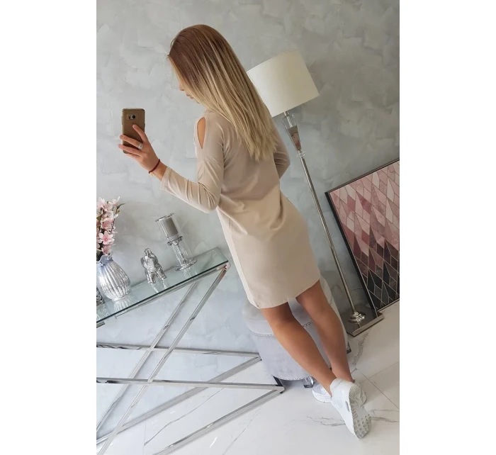 Šaty s 3D grafikou, béžová krajka