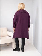 Dámská bavlněná mikina Plus Size s kapucí a pletenou vsadkou švestková Dámská bavlněná mikina Plus Size s kapucí a pletenou vsadkou švestková