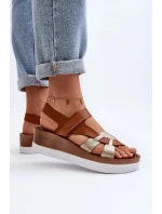 Zazoo 40397 Dámské Kožené Sandály na Platformě Hnědé