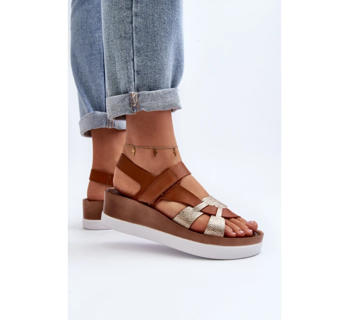 Zazoo 40397 Dámské Kožené Sandály na Platformě Hnědé