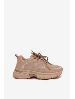 Dámské sportovní tenisky s dvojitým šněrováním béžové model 21710167 - Boto Dámské sportovní tenisky s dvojitým šněrováním béžové model 21710167 - Boto