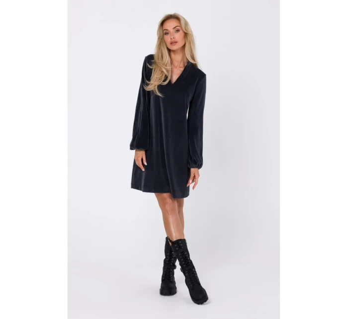 M767 Šaty s výstřihem do V - grafitové M767 Šaty s výstřihem do V - grafitové