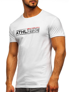 Pánské tričko s potiskem Athletic SS10951 - bílá,