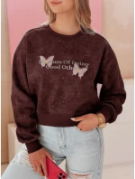 Dámská oversize mikina s vázáním v barvě  vínová Dstreet model 21988053 - FashionStreet