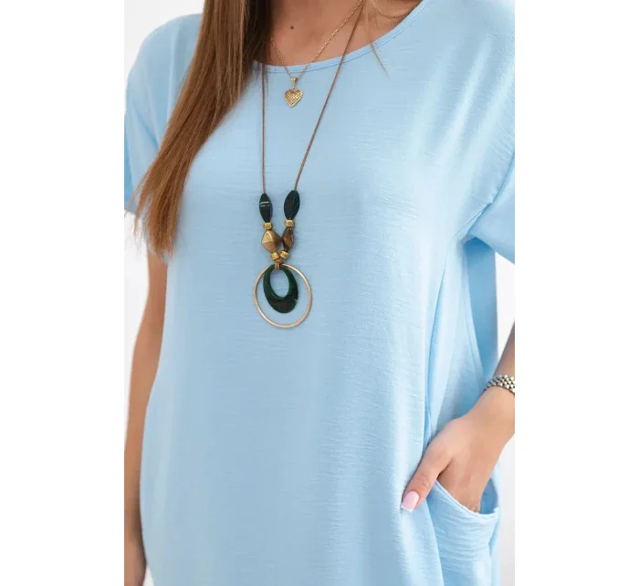 Šaty s kapsami a přívěskem modrý