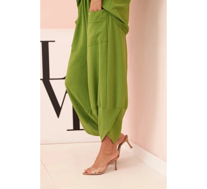Komplet z viskózy blůza + kalhoty olivová Komplet z viskózy blůza + kalhoty olivová