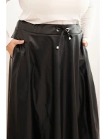 Dámská sukně Plus Size z ekologické kůže s gumou a šňůrkou v pase černá