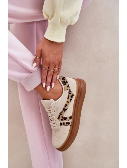 Dámské Sneakersy Na Platformě Pantherka Béžové Totter