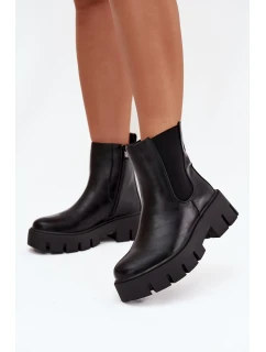 Dámské kotníkové boty s zipem Vyhřívané Eko kůže Černé Fivienne