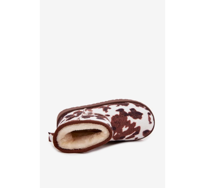 Dětské zimní boty pro mládež s teplou podšívkou s flísky bílo-hnědé Mireya