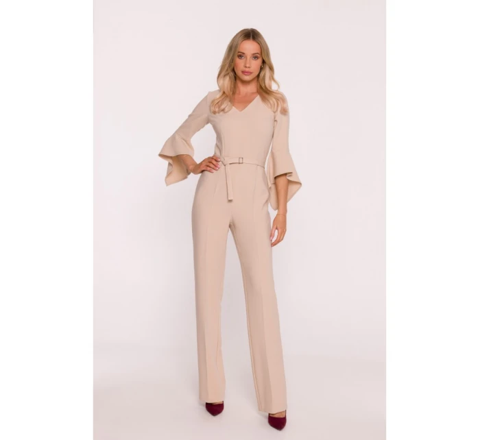 Kombinéza s rukávy béžová model 21319111 - STYLOVE Kombinéza s rukávy béžová model 21319111 - STYLOVE