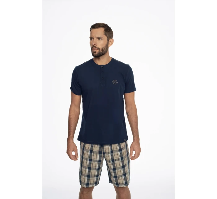 Ethos pyžamo 41294-59X Námořnická modrá a béžová - Henderson