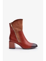 Zateplené Dámské Kotníkové Boty Na Podpatku Hnědé Relabina Zateplené Dámské Kotníkové Boty Na Podpatku Hnědé Relabina