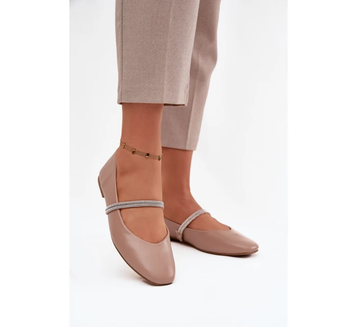 Dámské baleríny s pásky – tmavě béžové model 21834666 - Kesi