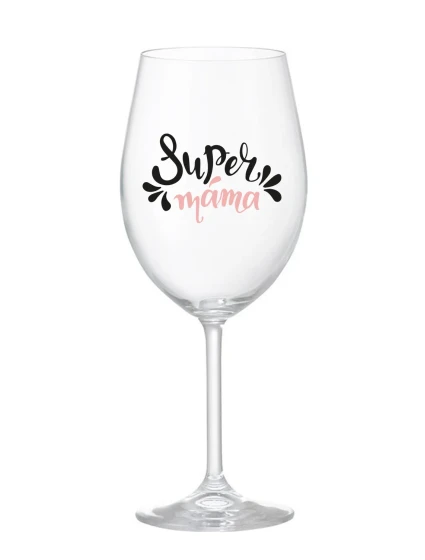 SUPER MÁMA (SPECIÁLNÍ EDICE) - čirá sklenice na víno 350 ml SUPER MÁMA (SPECIÁLNÍ EDICE) - čirá sklenice na víno 350 ml