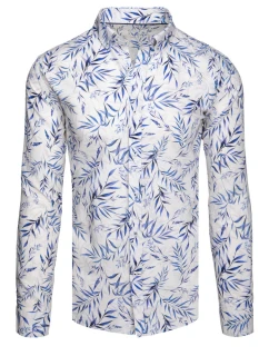 Pánská košile s listy bílá model 21989355 - Dstreet