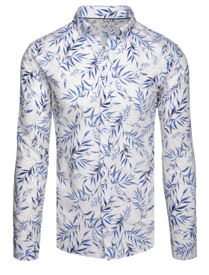 Pánská košile s listy bílá model 21989355 - Dstreet