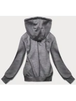 Tmavě šedá tenká rozepínací dámská mikina s kapucí (W08-5)