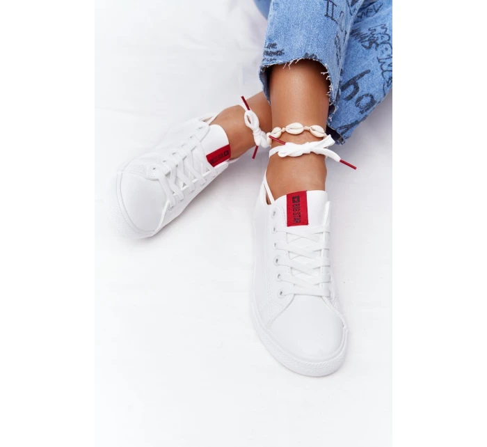 Dámské Kožené Tenisky Se Stuhou BIG STAR DD274685 Bile Dámské Kožené Tenisky Se Stuhou BIG STAR DD274685 Bile