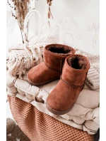 Dětské Teplé Sněhule Semišové Hnědé model 21564106 - Boto Dětské Teplé Sněhule Semišové Hnědé model 21564106 - Boto