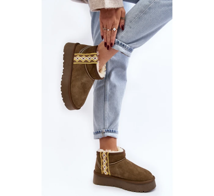 Kožené Semišové Sněhule Dámské Zelené model 21642388 - Boto