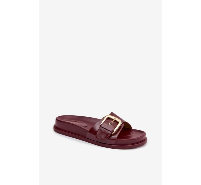 Dámské pantofle s zlatou sponou bordové Rosivana