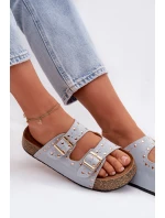 Dámské pantofle se zlatými sponami a knoflíky Modré model 21960974 - Boto