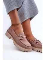 Semišové dámské mokasíny s ozdobou D&A Pink Semišové dámské mokasíny s ozdobou D&A Pink