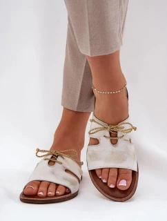 Dámské pantofle Ecru s hnědou model 21292984 - Inello