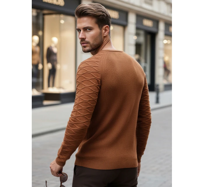 Pánský velbloudí svetr model 21982661 - FashionStreet Pánský velbloudí svetr model 21982661 - FashionStreet