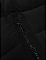 Černá prošívaná bunda pro přechodné období s kožešinou u kapuce model 21787485 - S'WEST