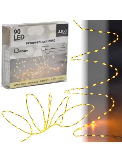 BATERIE OVLÁDANÉ DRÁTĚNÉ SVĚTLA GIRLANDA 90 VEDL TEPLÁ BÍLÁ BLESK LUCA
