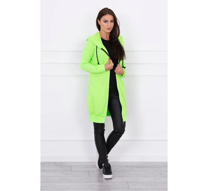 Šaty s kapucí, mikina zelená neonová