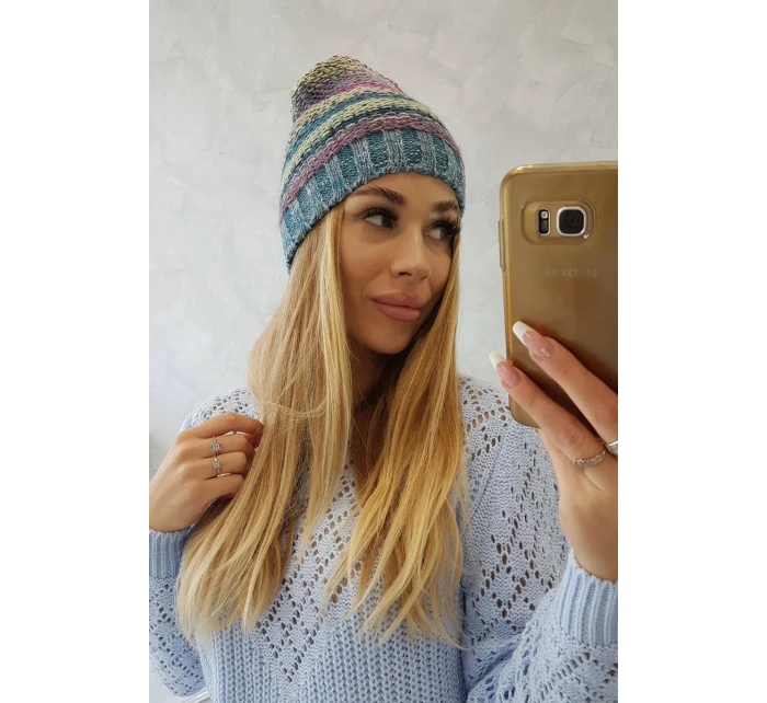 Fleecová čepice Krystyna K207 fuchsiová+modrá