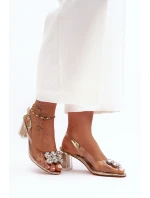 Transparentní Sandály Na Podpatku Zlaté SBarski MR1037-43