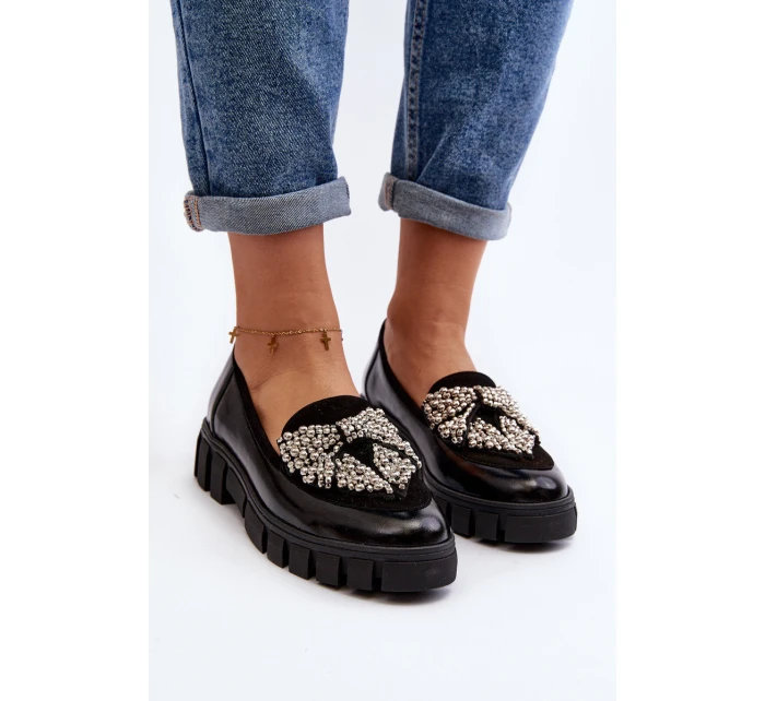 Lakované dámské mokasíny Laura Messi 2785 černé