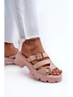 Dámské Pantofle Na Nízkém Podpatku  Růžové model 21661812 - Zaxy