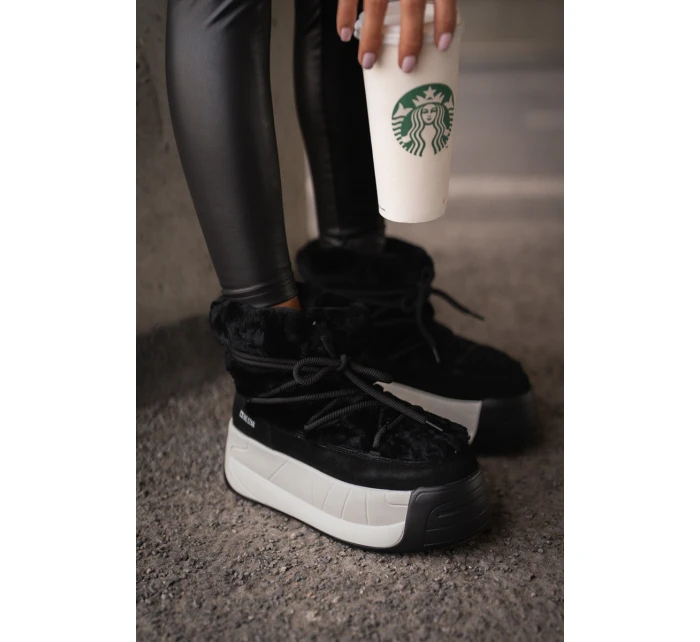 Dámské Kožené Sněhule Na Silné Podešvi S Kožešinou Big Star OO274A206 Černé