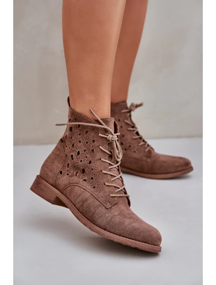 Šněrovací Boty S Vzorem  Hnědé model 21685089 - S.Barski