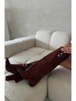 Dámské Kozačky Na Podpatku  Pásky S Přezkami Bordové model 21704830 - Boto