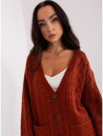Tmavě oranžový dámský svetr s kapsami