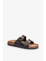 Černé dámské pantofle Fronila s přezkami Černé dámské pantofle Fronila s přezkami